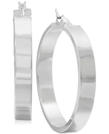 Macy's Straight-Edge Thick Hoop Earrings in Sterling Silver & Reviews - Earrings - Jewelry & Watches - Macy's