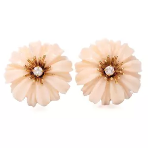 floral coral earrings