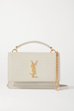 Sunset Small Croc-effect Leather Shoulder Bag - Off-white