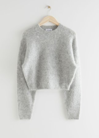 Fuzzy Jacquard Knit Sweater - Grey - Sweaters - & Other Stories