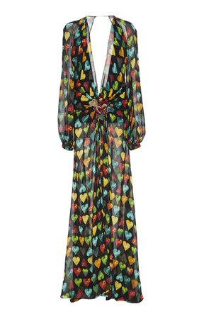 Exaggerated V-Neck Silk Maxi Dress by Versace | Moda Operandi