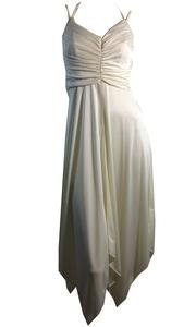 Disco Glam Ivory Crepe Jersey Hanky Hem Ruched Bodice Dress circa 1970 – Dorothea's Closet Vintage