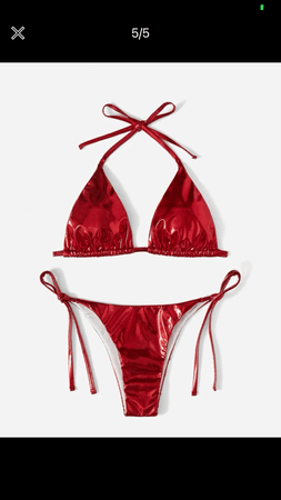 red shiny bikini
