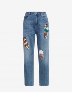 Jeans with Ice Cream embroidery | Moschino Official Online Shop