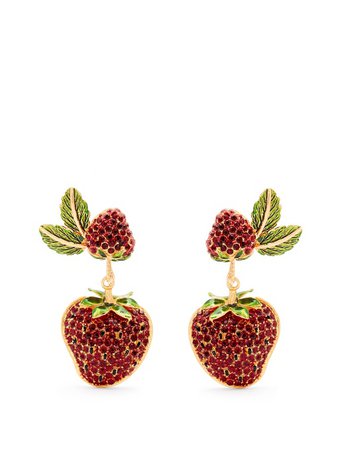 Dolce & Gabbana Strawberry Drop Clip-on Earrings Yellow-gold Red And Green Womens,dolce and gabbana newest perfume,UK Cheap Sale, dolce and gabbana fragrance Excellent quality