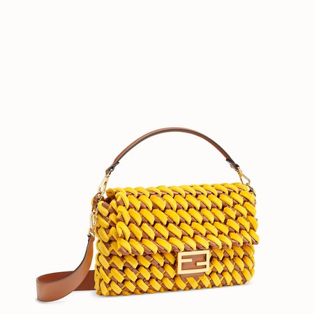 Yellow nappa leather and mink bag - BAGUETTE LARGE | Fendi