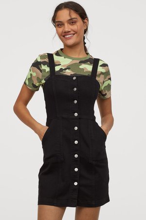 Denim Overall Dress - Black - Ladies | H&M US