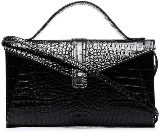 Complet black Mika mini crocodile embossed leather shoulder bag