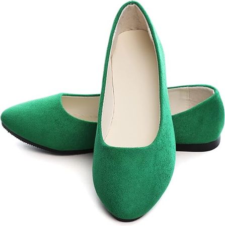 Amazon.com | Dear Time Women Casual Flat Shoes Comfortable Slip on Pointed Toe Ballet Flats Grass Green US 9 | Flats
