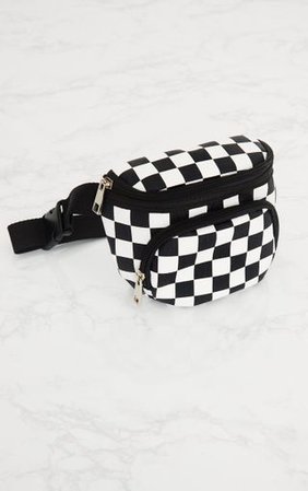 Monochrome Checkerboard Bum Bag | Accessories | PrettyLittleThing