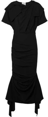Draped Stretch-crepe Maxi Dress - Black
