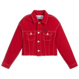 Calvin Klein Jeans - Girls Red Denim Jacket | Childrensalon