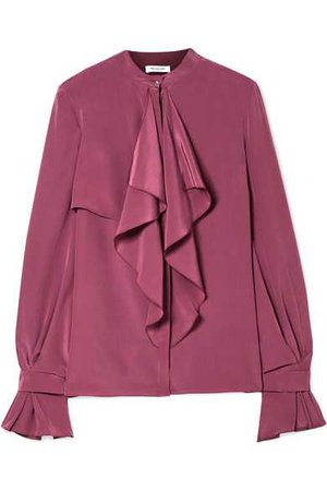 Mugler | Ruffled silk crepe de chine blouse | NET-A-PORTER.COM