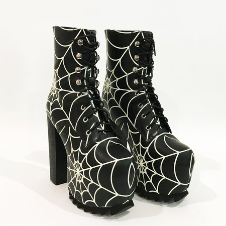 Halloween Smash Heels - Current Mood Spider Web Boots - MichelleDigia