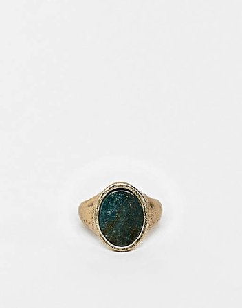 Reclaimed Vintage inspired signet ring with semi precious Stone exclusive at ASOS | ASOS