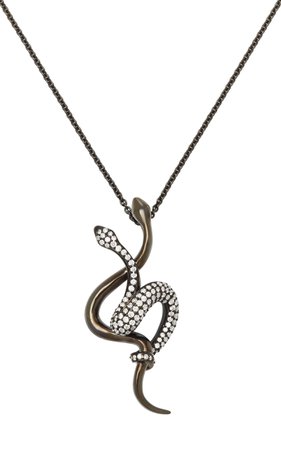 Black Rhodium Silver Diamond Necklace by Lynn Ban Jewelry | Moda Operandi