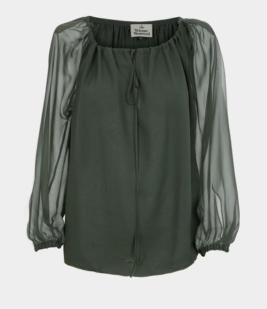 Vivienne Westwood Women's Designer Tops & Shirts | Vivienne Westwood - Gypsy Blouse Invisible Green