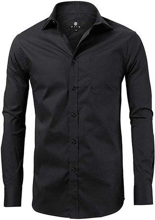 diig Men Slim Fit Long Sleeve Dress Shirt, Black 14.5 at Amazon Men’s Clothing store