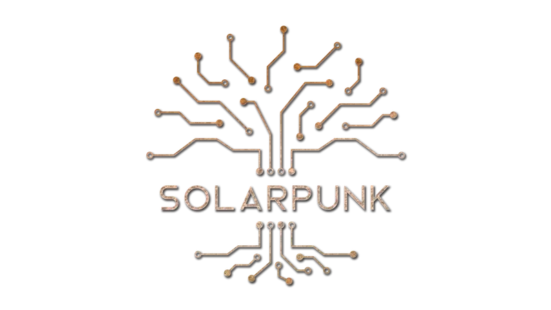 solarpunk circuit board copper wire scifi sticker by @far0ffstare