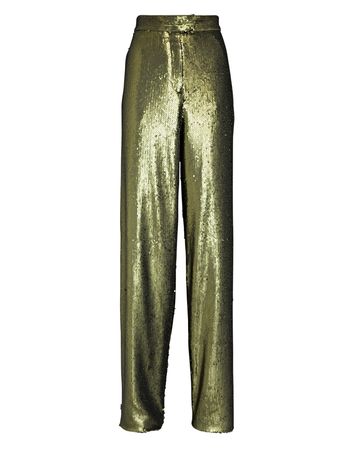 Ronny Kobo Claire Sequin Pants In Green | INTERMIX®