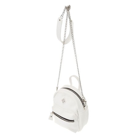 Mini Faux Leather White Crossbody Backpack | Claire's US