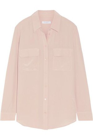 Slim Signature Washed-Silk Shirt in Pastel Pink