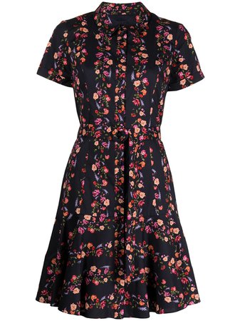 Shop Marchesa Notte floral-print shirt dress with Express Delivery - FARFETCH