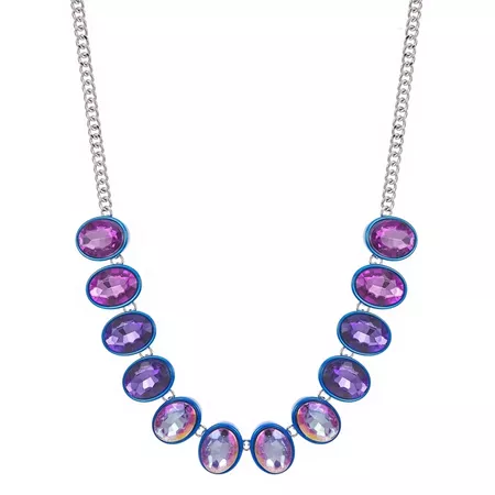 Mood Silver Plated Purple Oval Crystal Allway Necklace | Debenhams
