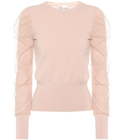 REDValentino - Tulle-trimmed sweater | Mytheresa