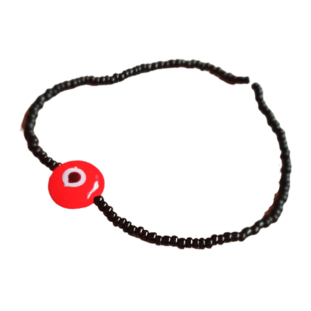 ATM Evil Eye Bracelet, Flat Red Evil Eye with Black Beads for Good Luc – A-Tiny-Mistake-Online-Store