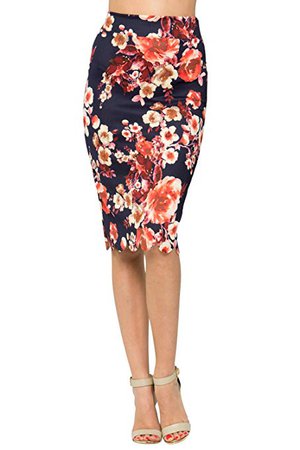AmazonSmile: Junky Closet Women's Scallops Knee Length High Waisted Pencil Skirt (Made in USA): Clothing