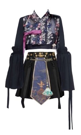 Korean hanbok purple black