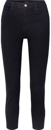 Ruby Cropped High-rise Slim-leg Jeans - Dark denim