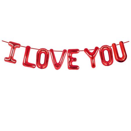 16inch Red I LOVE YOU Foil Balloon Banner - Online Party Supplies