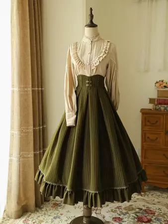 Forest Dark Green North of the Forest Boning High Waist Classic Skirt