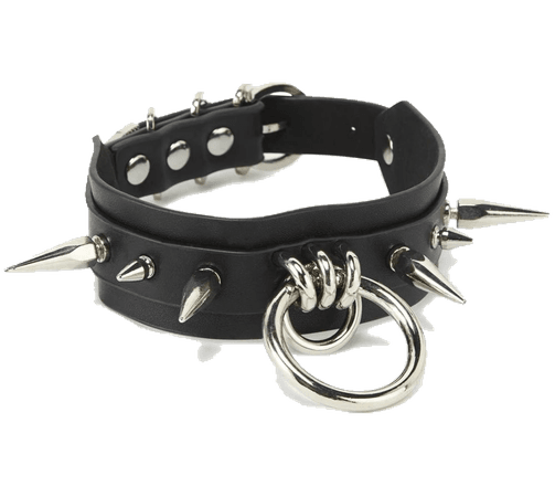spiked double o ring choker