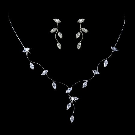 SILVER PLATED CUBIC ZIRCONIA VINE BRIDAL JEWELRY