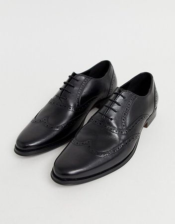 ASOS DESIGN oxford brogue shoes in black leather | ASOS