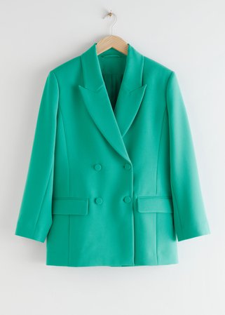 Oversized Double Breasted Blazer - Teal - Blazers - & Other Stories