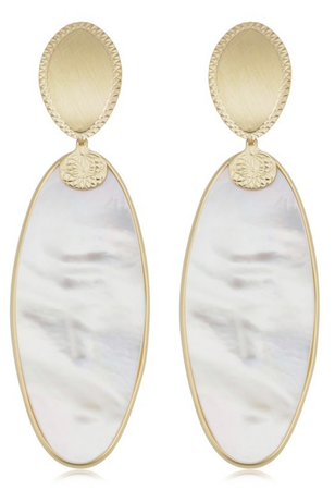 gold mother of pearl drop earrings