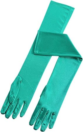 Amazon.com: BlackSunnyDay Women's 1920s 19" Elbow Length Long Satin Gloves for Opera Party Bridal Wedding Dance Cosplay Costumn Accessories (green) : Clothing, Shoes & Jewelry