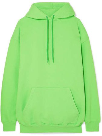 Oversized Cotton-blend Jersey Hooded Top - Green