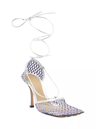Shop Bottega Veneta Stretch Metallic Leather Wraparound Sandals | Saks Fifth Avenue