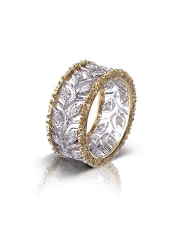 Buccellati Ramage Eternelle Diamond Leaf Ring | Neiman Marcus