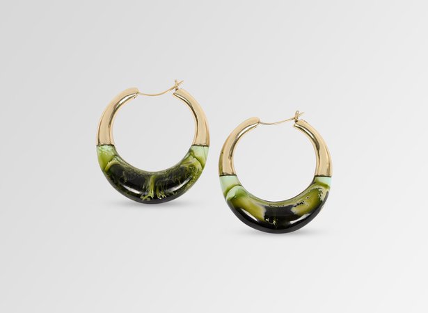 Medium Horn Hoop Earrings - Malachite - Dinosaur Designs US