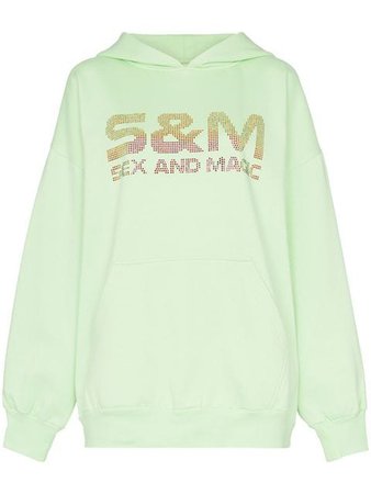 Ashish crystal embellished S&M slogan hoodie