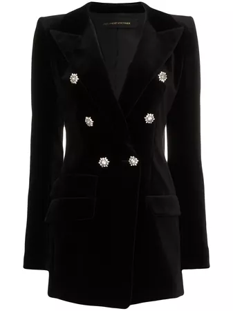 Alexandre Vauthier Crystal Button Double Breasted Cotton Jacket - Farfetch
