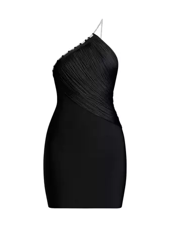 Shop HERVE LEGER Crystal Trim Draped Minidress | Saks Fifth Avenue