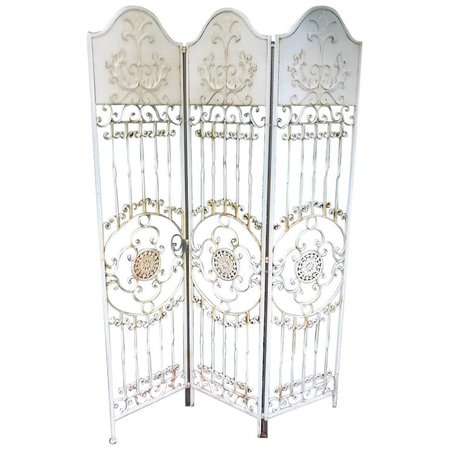 Vintage French Wrought Iron Folding Screen or Room Divider For Sale at 1stdibs
