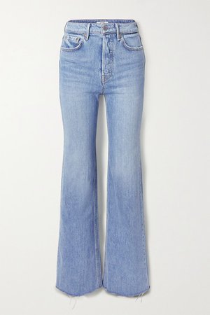 GRLFRND | Carla frayed high-rise wide-leg jeans | NET-A-PORTER.COM
